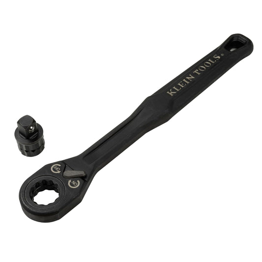 Klein Tools 65408ADP KNECT (M) - Juego de carraca y adaptador de enchufe de 3/8 pulgadas, llave de 90 dientes para varillas roscadas extendidas, agarre compacto y cómodo, compatibilidad de enchufe