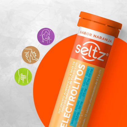 Seltz Kit Electrolitos Tableta Efervescente, Sabores Fresa Kiwi más Naranja, 26 Tabletas, 2 Pack
