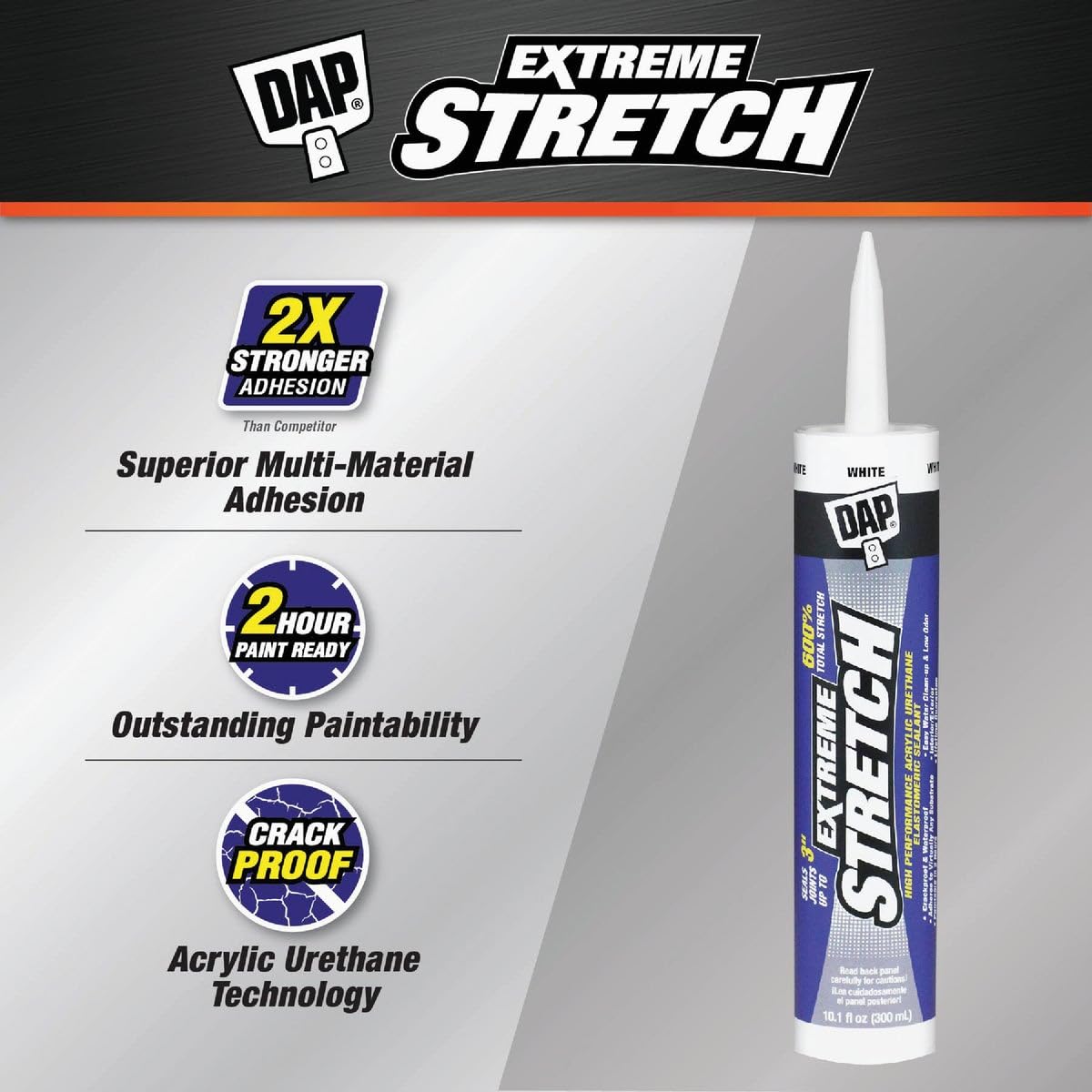 DAP 7079818715 Extreme Stretch Wht 10.1 O Raw Building Material, 10.1 oz, White
