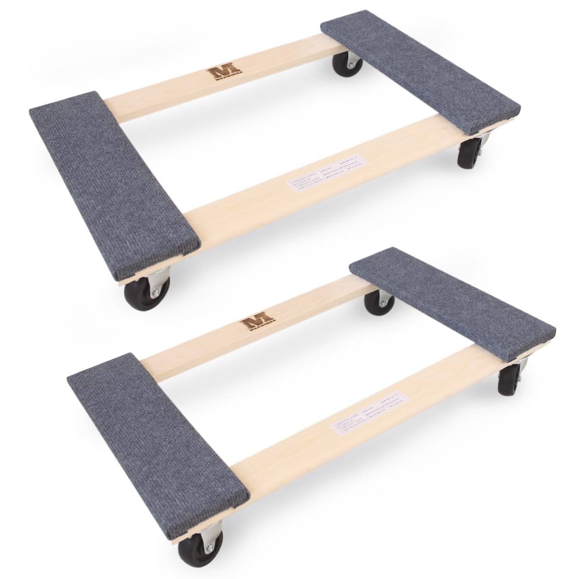 MaxWorks 1220 Libras. Capacidad: 45,7 cm. x 30 Pulgadas. Hardwood Furniture Mover Dolly KD Versión, Paquete de Dos