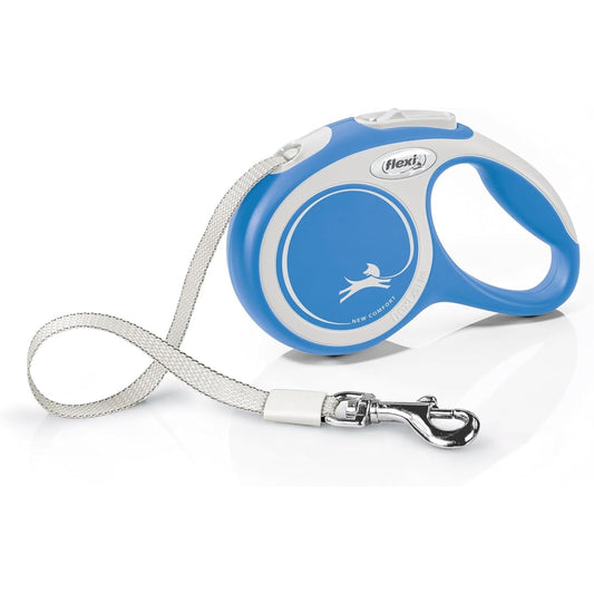FLEXI - Correa retráctil para Perro (Cinta), ergonómica, Duradera y sin enredos, para Perros de hasta 33 Libras, 15 pies, pequeña, Azul