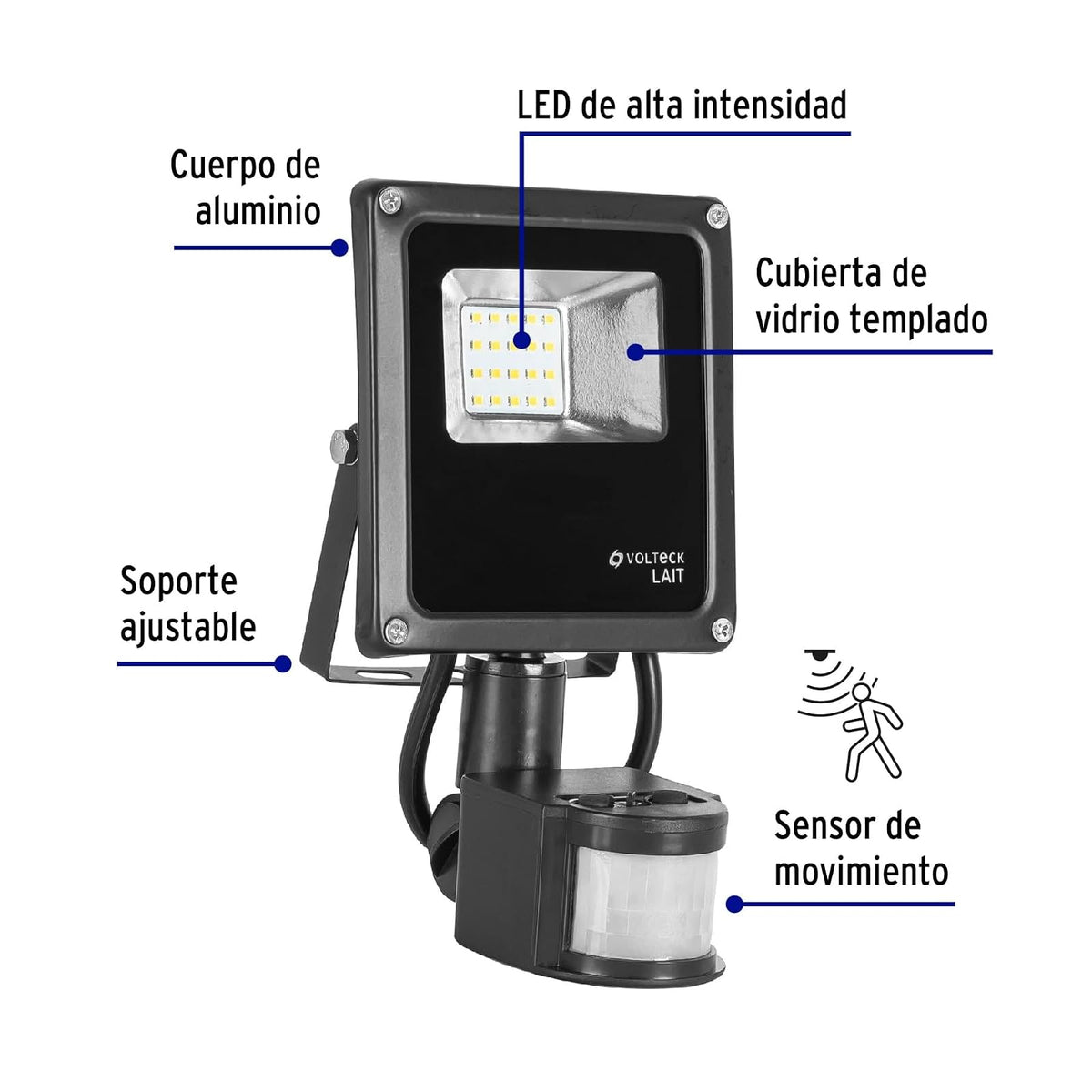 Volteck REF-900L, Reflector LED 10 W alta intensidad con sensor de movimiento