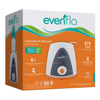 Evenflo Calentador de Biberones Eléctrico, Sistema de Apagado Automático, Compatible con Biberones de Cuello Ancho y Estándar, Calienta en 4 Minutos, Libre de BPA