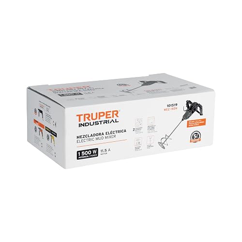 Truper MEZ-150N, Mezcladora eléctrica industrial, velocidad variable, potencia 1500 W