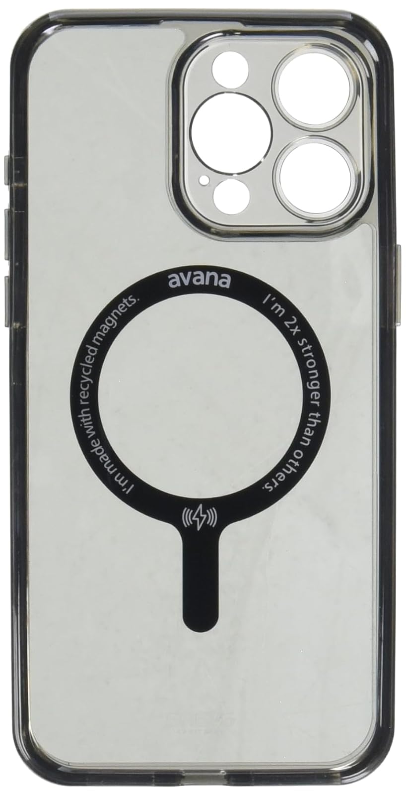 Avana Ice Funda con MagSafe Compatible con iPhone 15 Pro MAX, Resistente a Caídas de 3m, Bisel Elevado, Protección Antimicrobiana - Negro/Transparente