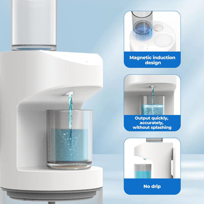 Dispensador automático de Enjuague bucal, 550 ml (20 oz) dispensador de Enjuague bucal para baño con Vasos magnéticos, 3 Niveles de dispensación, Largo Tiempo de Espera, Blanco