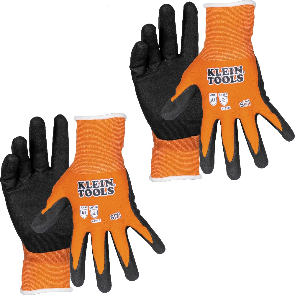 Klein Tools Guantes de Trabajo con Agarre de Nitrilo - Chica - Paquete de 2 pares