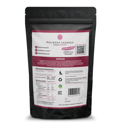 Molienda Sagrada Espirulina Polvo/Alga Espirulina Pulverizada Mexicana, Calidad Premium, Super Alimento, 100% Natural, Espirulina, 250 gramos