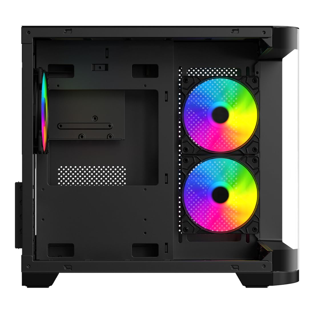 Gabinete Curvo Xzeal M-ATX/ITX 2X USB 2.0 + 1x USB 3.0 + 3.5 mm + 3 Ventiladores RGB Negro