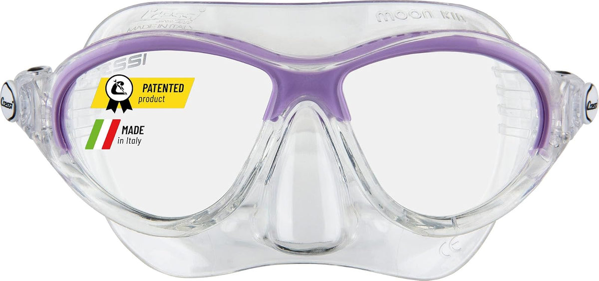 Cressi Máscara de Silicona cómoda para niños con Correa Ajustable, para esnórquel y Piscina - para niños de 5 a 10 años - Luna: Made in Italy - Morado