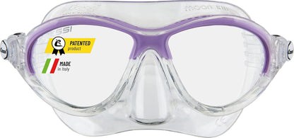 Cressi Máscara de Silicona cómoda para niños con Correa Ajustable, para esnórquel y Piscina - para niños de 5 a 10 años - Luna: Made in Italy - Morado