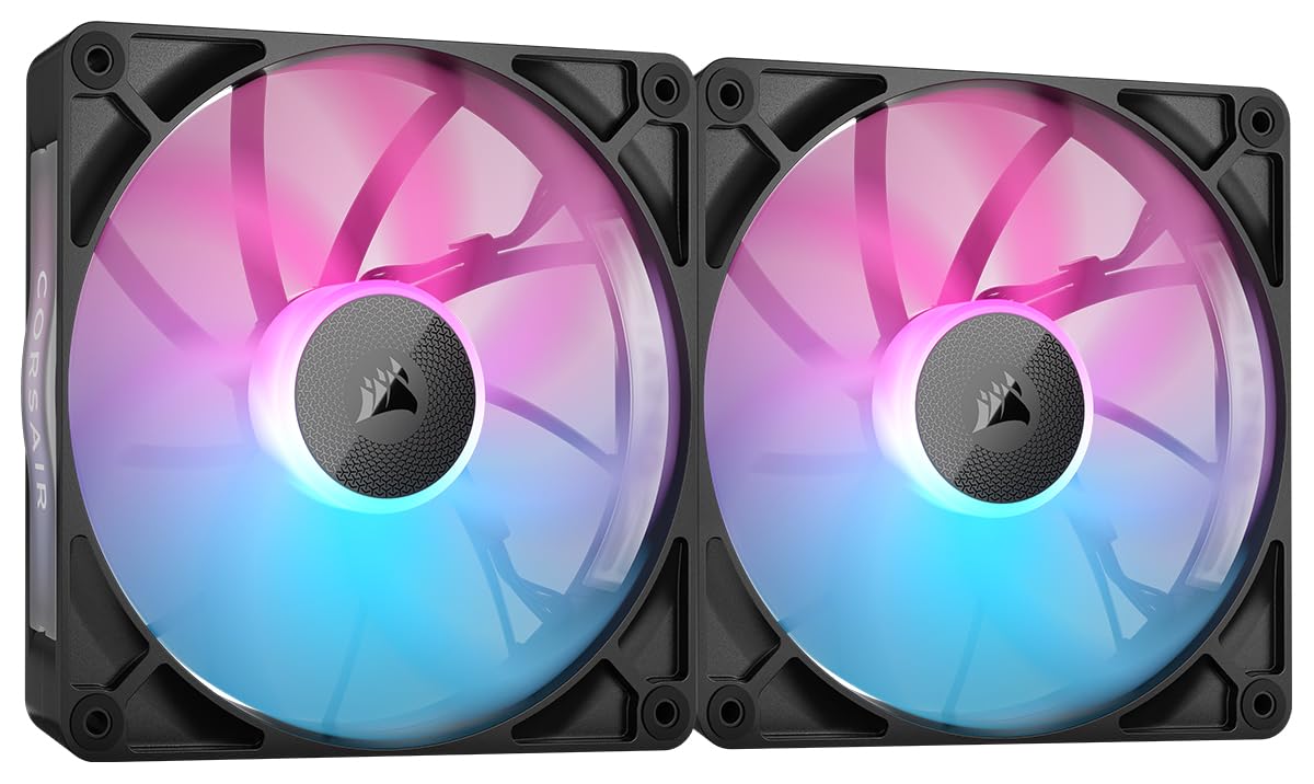 CORSAIR iCUE Link RX140 Ventiladores PWM RGB de 140 mm con iCUE Link System Hub - Rodamiento de Cúpula Magnética - Paquete Doble - Negro