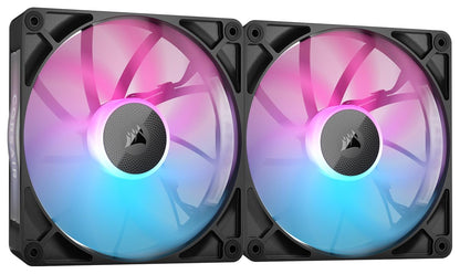 CORSAIR iCUE Link RX140 Ventiladores PWM RGB de 140 mm con iCUE Link System Hub - Rodamiento de Cúpula Magnética - Paquete Doble - Negro