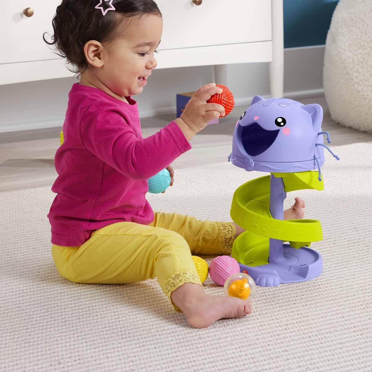 Fisher-Price Juguete para Bebés Gatito Pelotitas Rodantes para bebés de 9 Meses en adelante