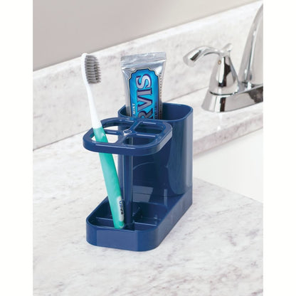 InterDesign 43434 Med Bathroom Toothbrush and Toothpaste Stand/Holder and Medicine Cabinet Organizer, Navy