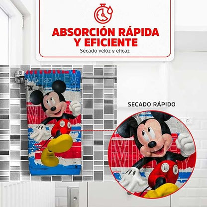 Providencia Toalla Mickey Premium para Baño 75 x 150 cm. Estampado Digital Disney. Tacto Suave