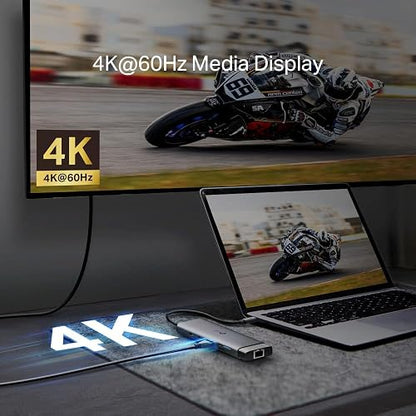 Hub USB-C TP-Link 9 en 1, HDMI 4K 60Hz, PD 100W, Ethernet Gigabit, SD/microSD, Puertos USB-C 5Gbps y 3× USB-A, Plug & Play, Compatible con MacOS, Windows, iOS, Android, ChromeOS (UH9120C)