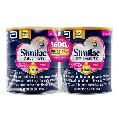 Similac Total Comfort 2 Fórmula Infantil Baja en Lactosa, 1-3 Años - 2X800g