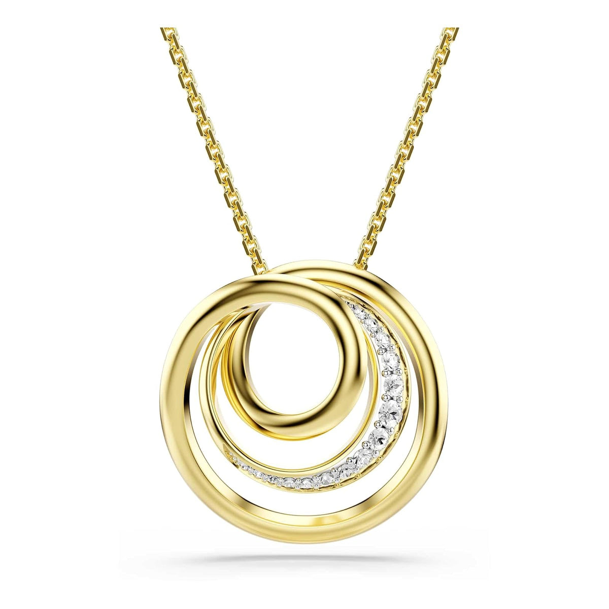 Collar de Swarovski Hyperbola, corte redondo, blanco, baño de oro