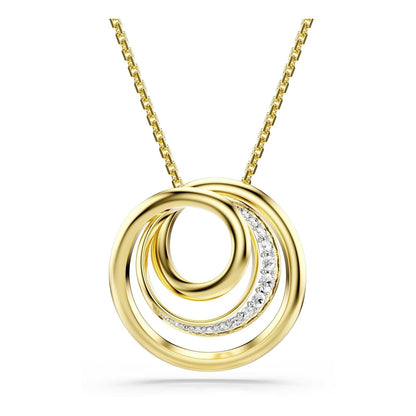 Collar de Swarovski Hyperbola, corte redondo, blanco, baño de oro