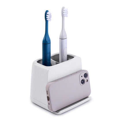 YouCopia The Ledge - Soporte para Cepillo para Polvo de Dientes, 2 Ranuras, Organizador de Cambiador de baño con Ranuras para Cables, Base extraíble y Almacenamiento para teléfonos, Pasta Dental y - 2-Slot