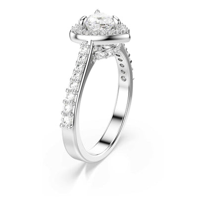 Swarovski Una Angelic Collection - Anillo con diseño de corazón, color blanco, chapado en rodio
