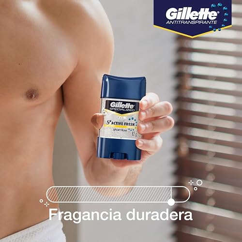 Gillette Gel Invisible Antitranspirante Specialized Active Fresh Sport Peak 82 g, 2 Unidades