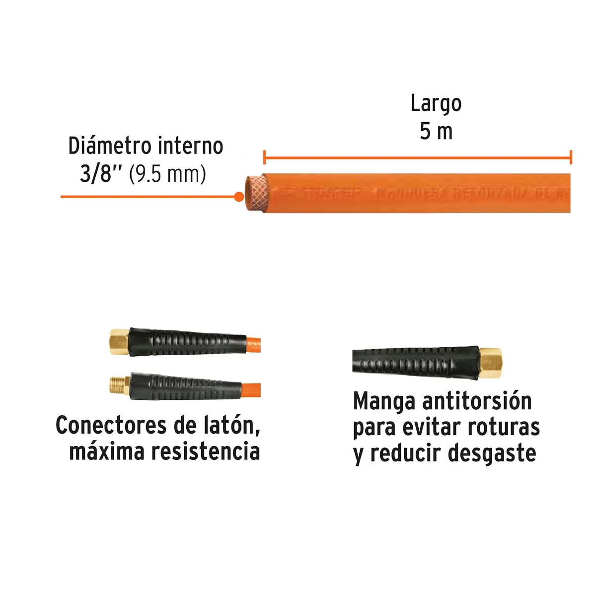 Truper MAN-PI-5-3/8, Manguera para compresor de PVC 5m x 3/8"