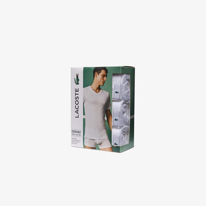 Lacoste Essentials - Paquete de 3 Camisetas 100% algodón de Ajuste Regular con Cuello en V Capa de Base Superior para para Hombre