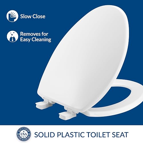 BEMIS 7300SLEC 000 - El asiento de inodoro se cierra lentamente y se retira fácil de limpiar, elongado, color blanco