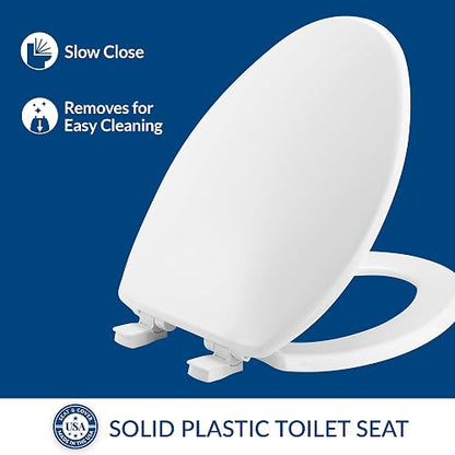 BEMIS 7300SLEC 000 - El asiento de inodoro se cierra lentamente y se retira fácil de limpiar, elongado, color blanco