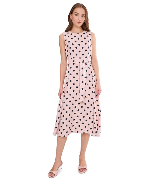 Calvin Klein Vestido Midi sin Mangas con cinturón. Vestido para Mujer