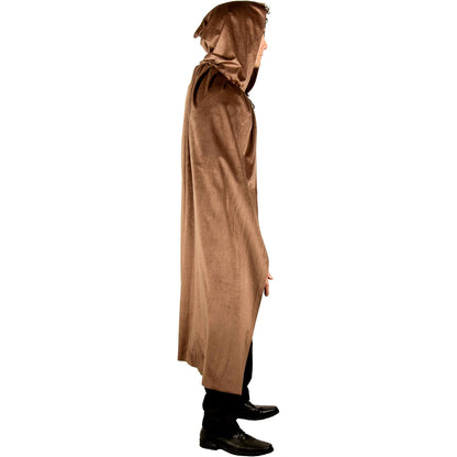 REV Capa Café de Poliéster – Capa Larga para Disfraz de Monje, Mago o Personaje Medieval – Accesorio para Cosplay, Halloween, Carnaval o Fiesta Temática