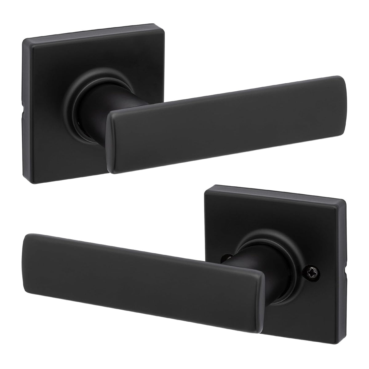 Kwikset Breton Manija para Puerta Reversible con Cerradura - Mate negro - 1 paquete - Pasaje