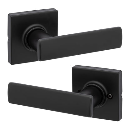 Kwikset Breton Manija para Puerta Reversible con Cerradura - Mate negro - 1 paquete - Pasaje