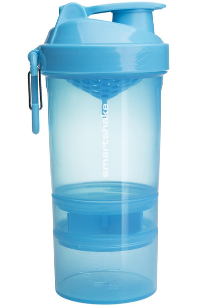 SmartShake Original 2Go Botella Mezcladora con Compartimentos - Azul Neón