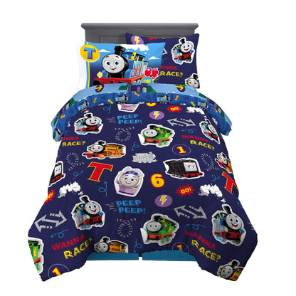 Franco Thomas & Friends - Juego de Ropa de Cama para niños súper Suave y Funda de Cama, 5 Piezas, tamaño Individual, (Producto con Licencia Oficial)