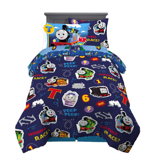 Franco Thomas & Friends - Juego de Ropa de Cama para niños súper Suave y Funda de Cama, 5 Piezas, tamaño Individual, (Producto con Licencia Oficial)