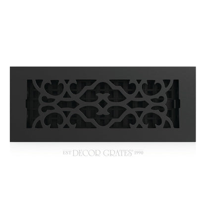 Decor Grates AC412-BLK - Registro victoriano para suelo, 4 x 12, hierro fundido negro - 4 x 12