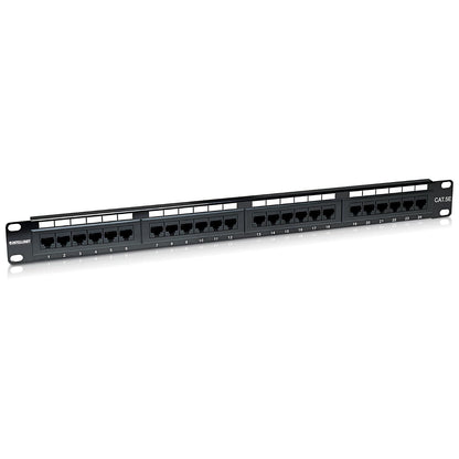 Intellinet 513555 Panel de Parcheo Cat5e – 24 Puertos RJ45, UTP, 1U, Compatible con 110/Krone, para Cableado de Red Ethernet y Rack de 19”