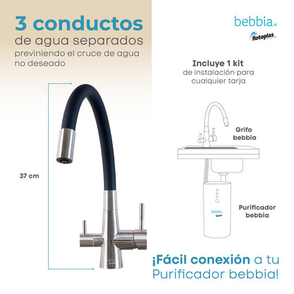 ROTOPLAS BEBBIA GRIFO PARA COCINA BEBBIA 3 VÍAS PARA AGUA PURIFICADA (SEMIFLEXIBLE)