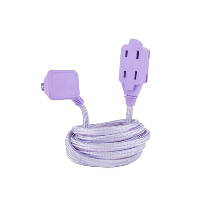 Globe Electric Cable de Extensión de Tela 2.74 m, 3 Salidas - Púrpura metálico