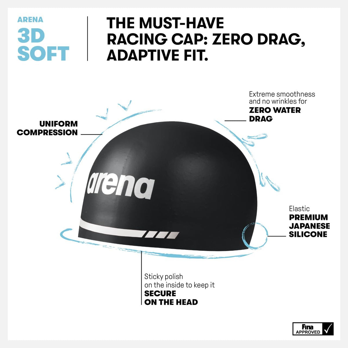 Arena - Gorro de natación Suave 3D