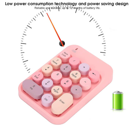 Teclado numérico de 2,4 G, extensiones de teclado de teclado numérico multifunción inalámbricas delgadas de 18 teclas, tecla de chocolate, para computadora portátil/escritorio/PC/portátil (rosa)