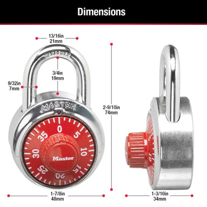 Master Lock 1506D - Candado de combinación, Rojo