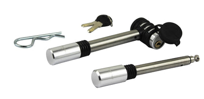 MaxxHaul 50152 - Juego de pasadores de Bloqueo de Enganche de Acero Inoxidable de 5/8 Pulgadas y 1/2 Pulgadas de diámetro con Clip de Seguridad y Juntas tóricas antirsonajero para receptores de