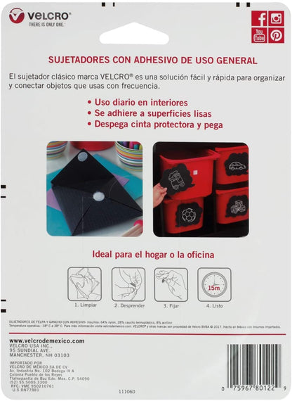 Círculos con Adhesivo de Uso General Marca VELCRO® Blanco 1.5cm 75 juegos (80122N)