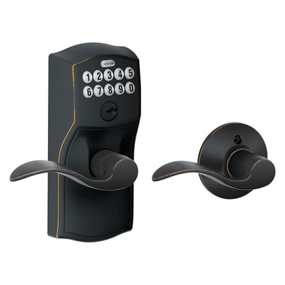 Schlage Camelot Cerradura con Teclado, Palanca Accent - Accent Lever - Bronce Envejecido - empaque estándar