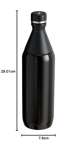 Stanley All Day - Botella delgada de 20 onzas, tapa giratoria con sello a prueba de fugas, diseño delgado para viajes y gimnasio, acero inoxidable aislado, sin BPA, negro