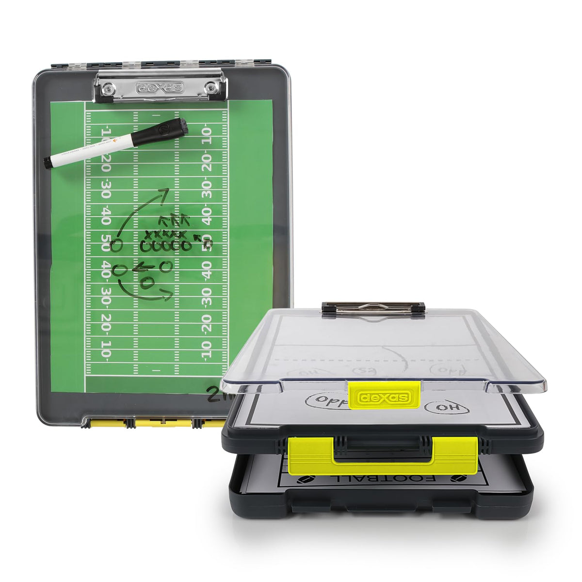 Dexas Clearview Clipcase Portapapeles, 13.7 x 9.5 pulgadas, gris/amarillo. See Papers claramente al aire última intervensión, mantente organizado y seco. Ideal para entrenamiento, enseñanza, educación - Amarillo - Portapapeles